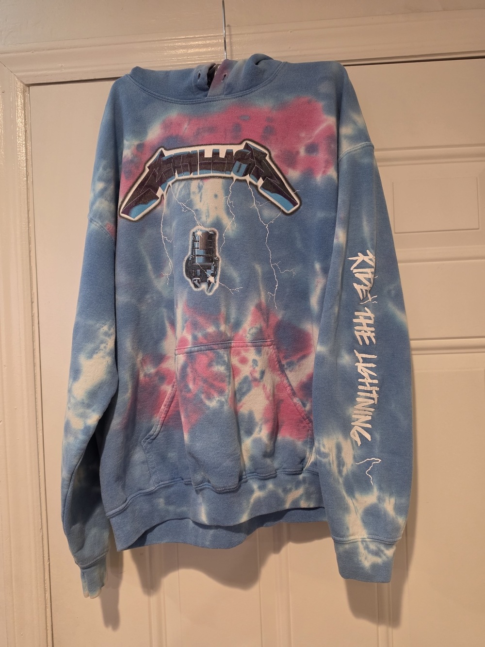 Tie-Dye Blue & Pink Graphic Metallica Hoodie Sweatshirt - Men